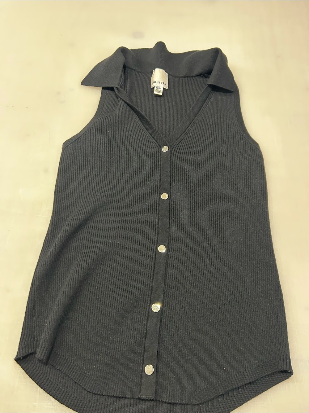 Apt. 9 Black Ribbed Button-Up Collared Tank